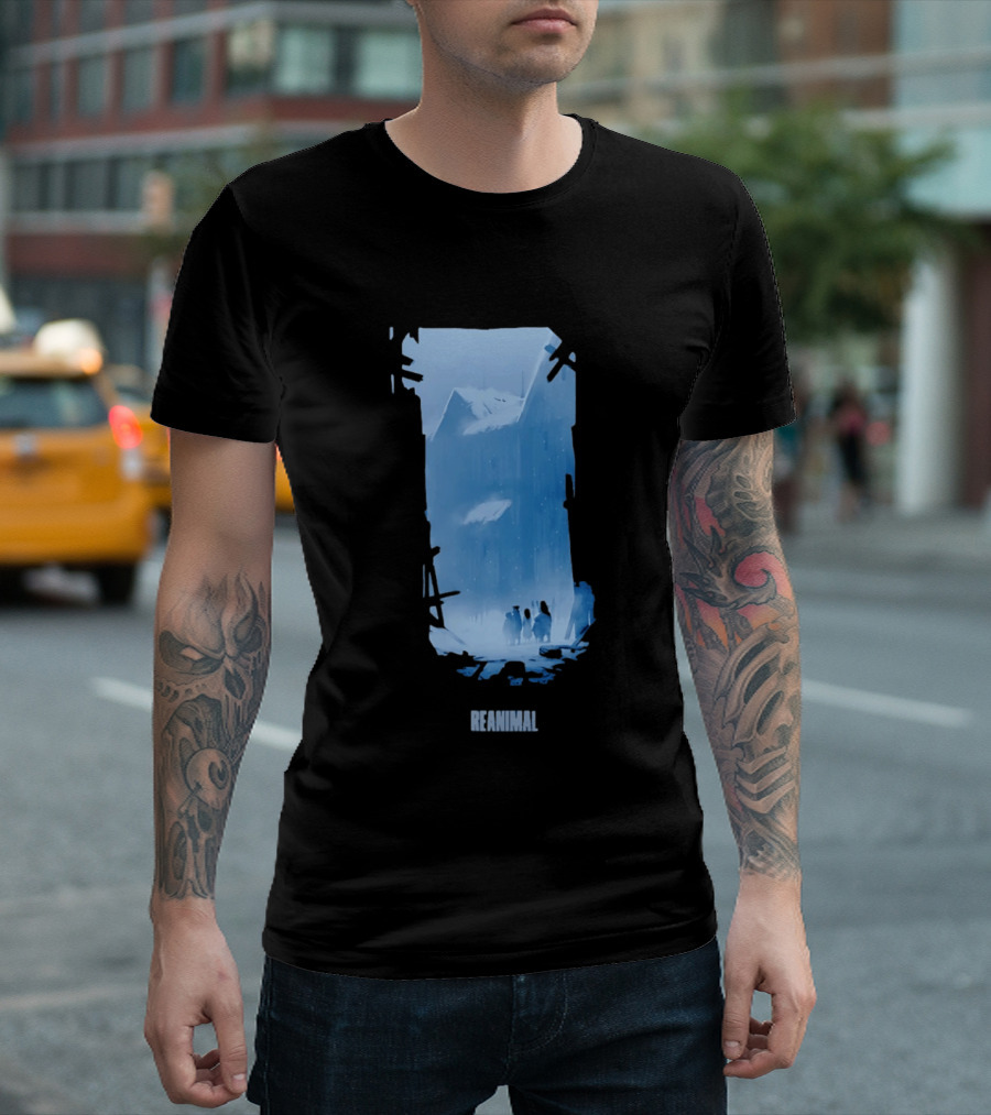Reanimal Gate Snowy Mountain Scene With Penguins T-Shirt