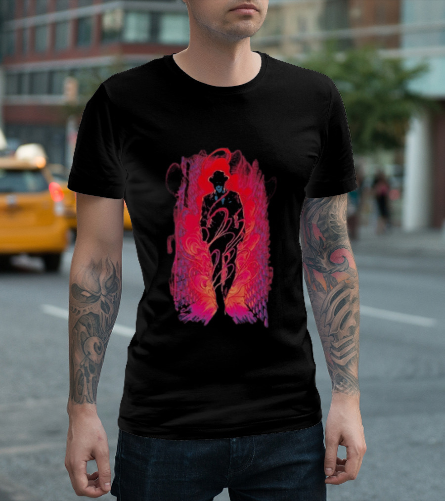 SmallAnt Alleyway Vibrant Silhouette With Swirling Neon T-Shirt