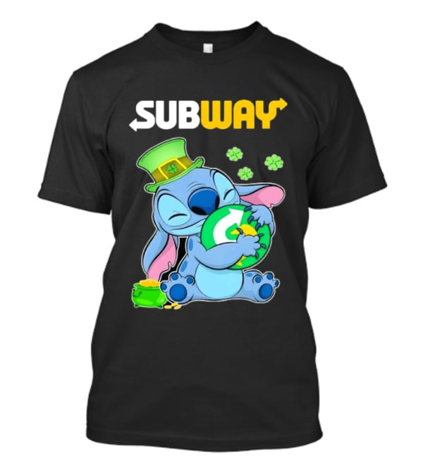 Subway St Patrick's Day Stitch Hugging Clover Coin T-Shirt