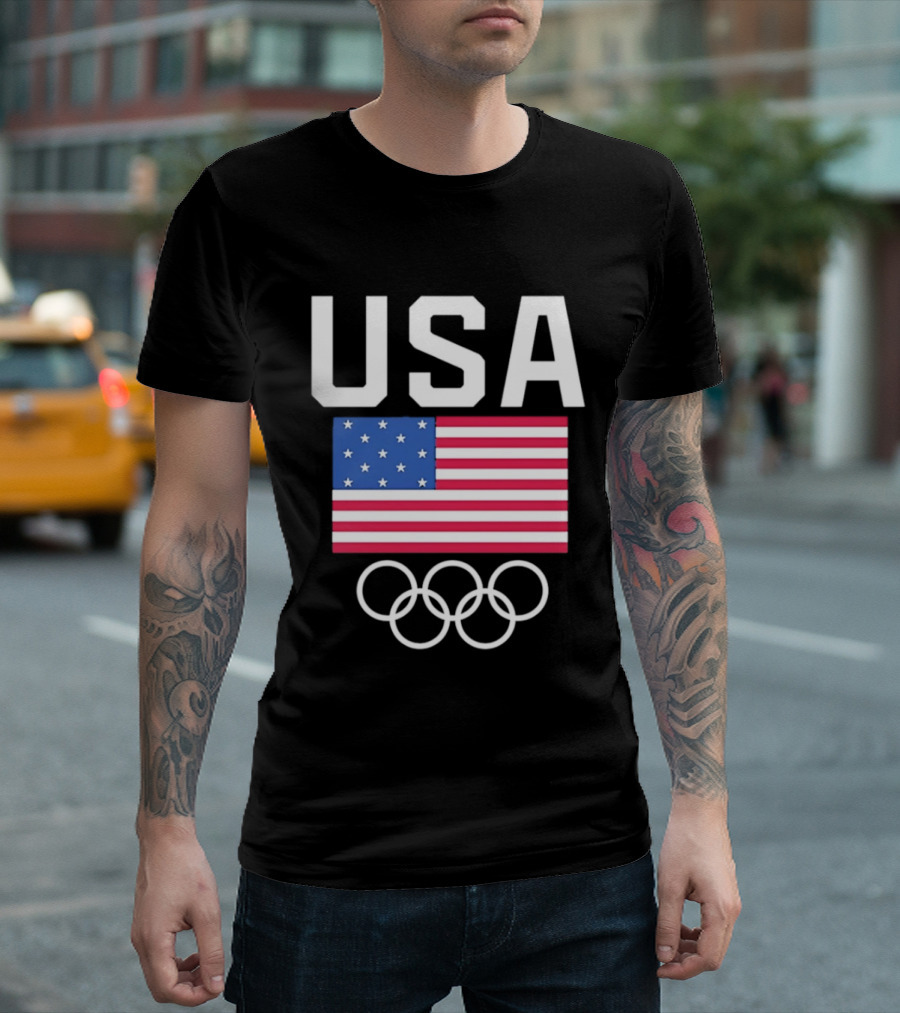 USA Flag Olympic Rings Team USA T-Shirt