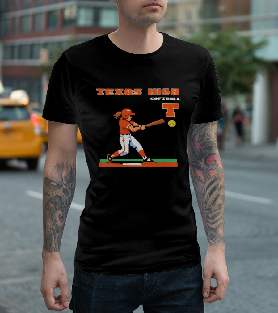 Texas High Softball Player Pixel Art T T-Shirt