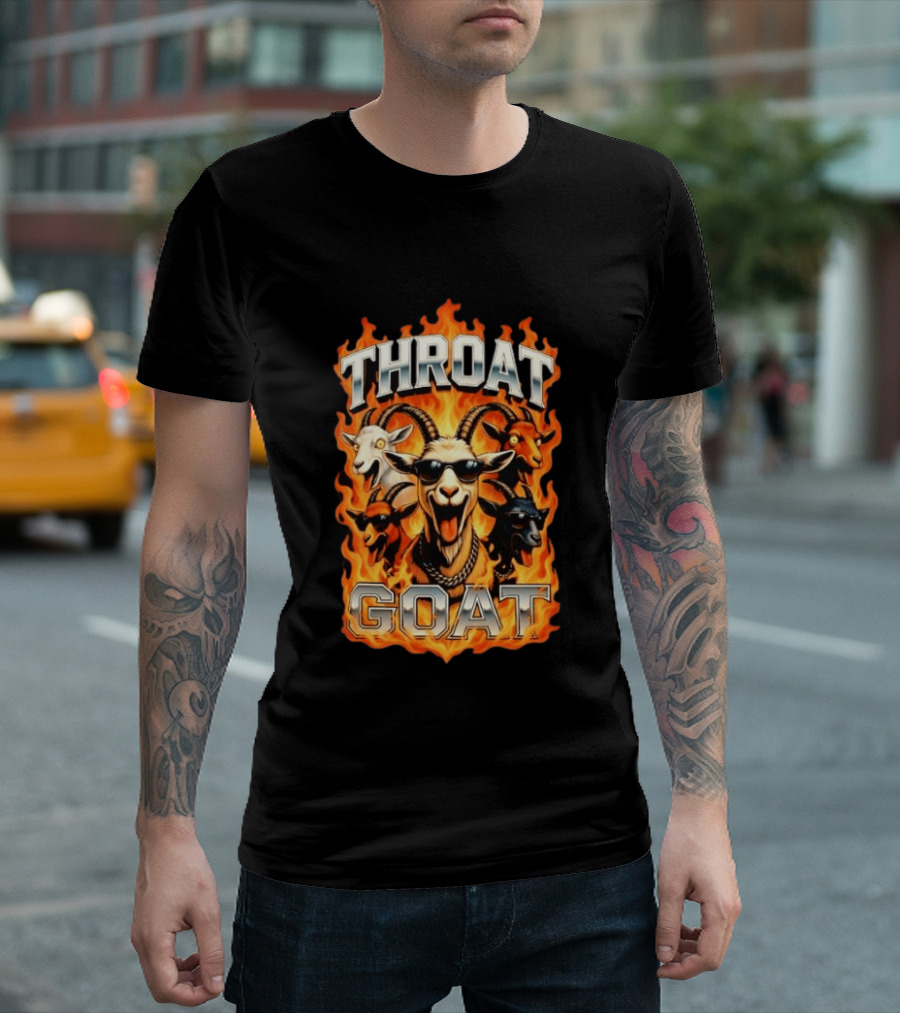 THROAT GOAT Fire And Flame Adult Humor Comedy T-Shirt
