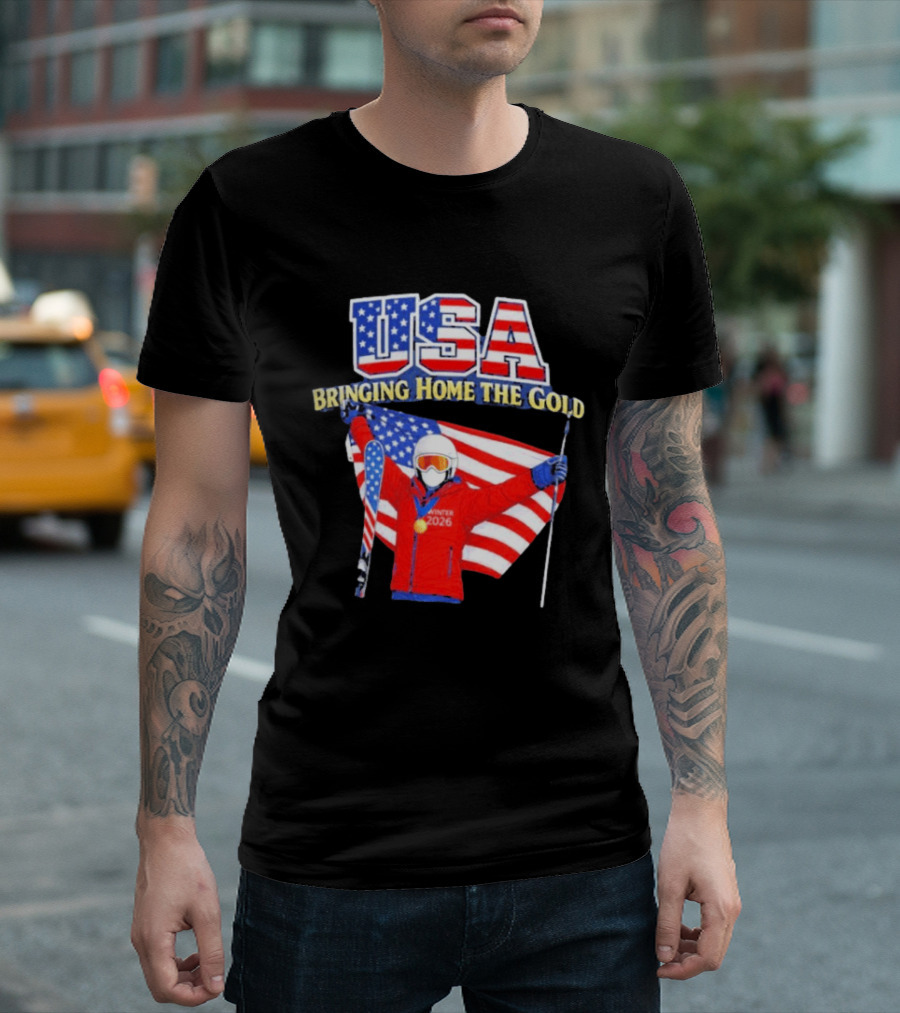 USA Bringing Home The Gold Winter 2026 Skiing Champion T-Shirt