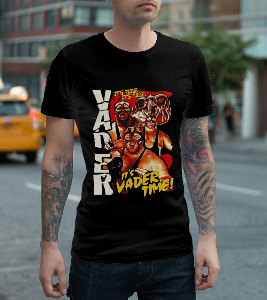 Vader It's Vader Time It's Time Wrestling Mask Collage T-Shirt
