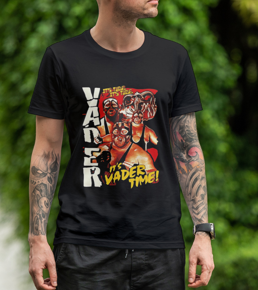 Vader It's Vader Time It's Time Wrestling Mask Collage T-Shirt