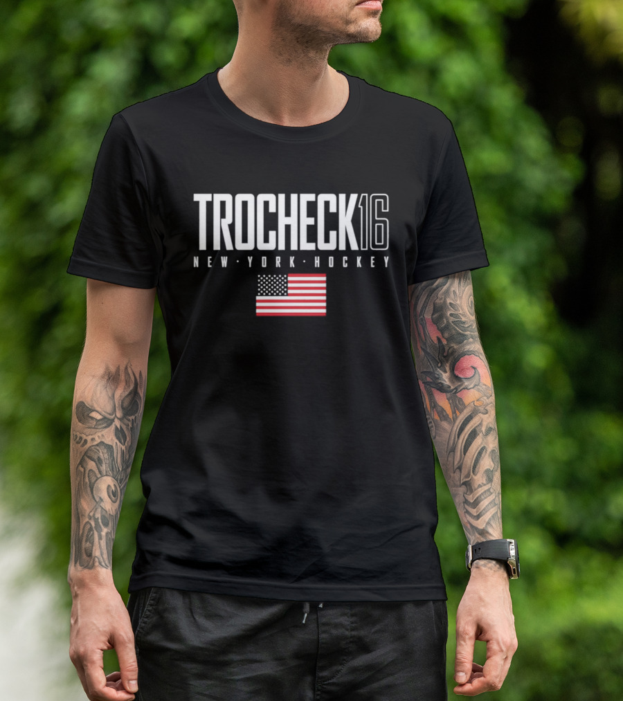 Trocheck 16 New York Hockey USA Flag T-Shirt