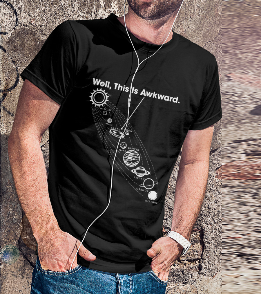 Well This Is Awkward Pluto Solar System Planets Humor T-Shirt
