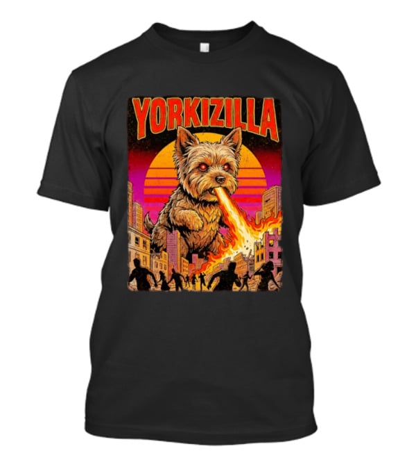 Yorkizilla Giant Yorkshire Terrier Monster Movie City Attack Scene T-Shirt