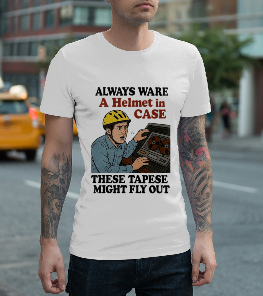 Always Ware A Helmet In Case These Tapese Might Fly Out T-Shirt