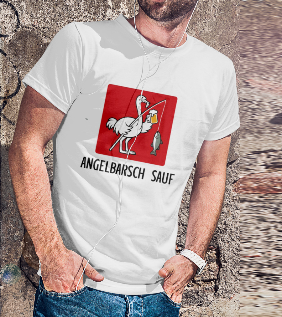 Angelbarsch Sauf Pelican Beer Fish Catching Fun T-Shirt