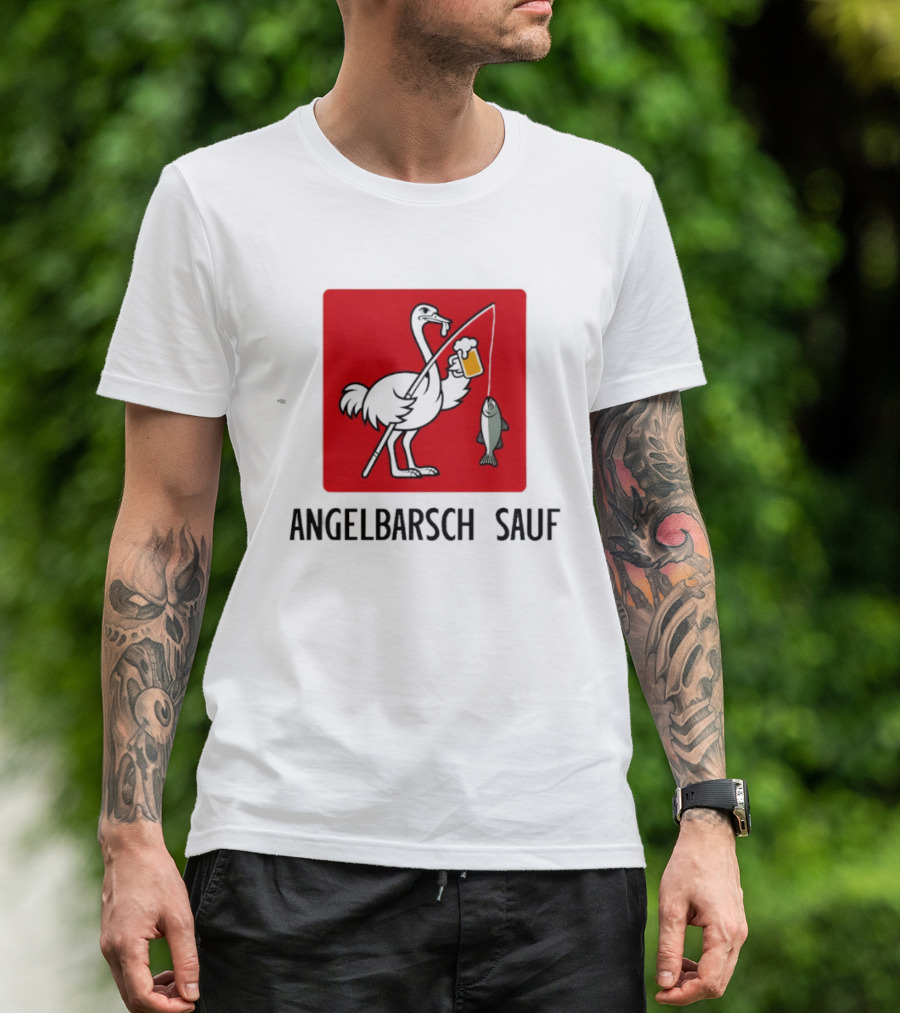 Angelbarsch Sauf Pelican Beer Fish Catching Fun T-Shirt