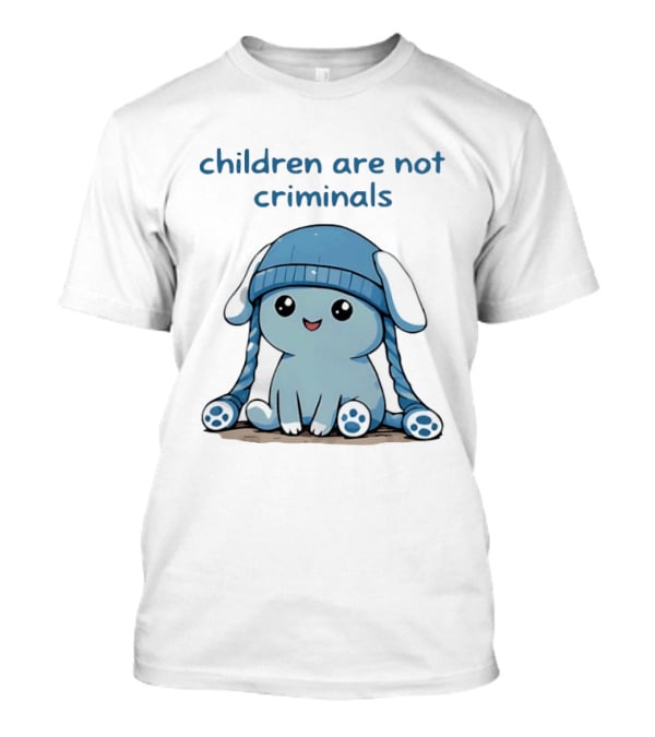 Children Are Not Criminals Cute Blue Bunny With Hat T-Shirt