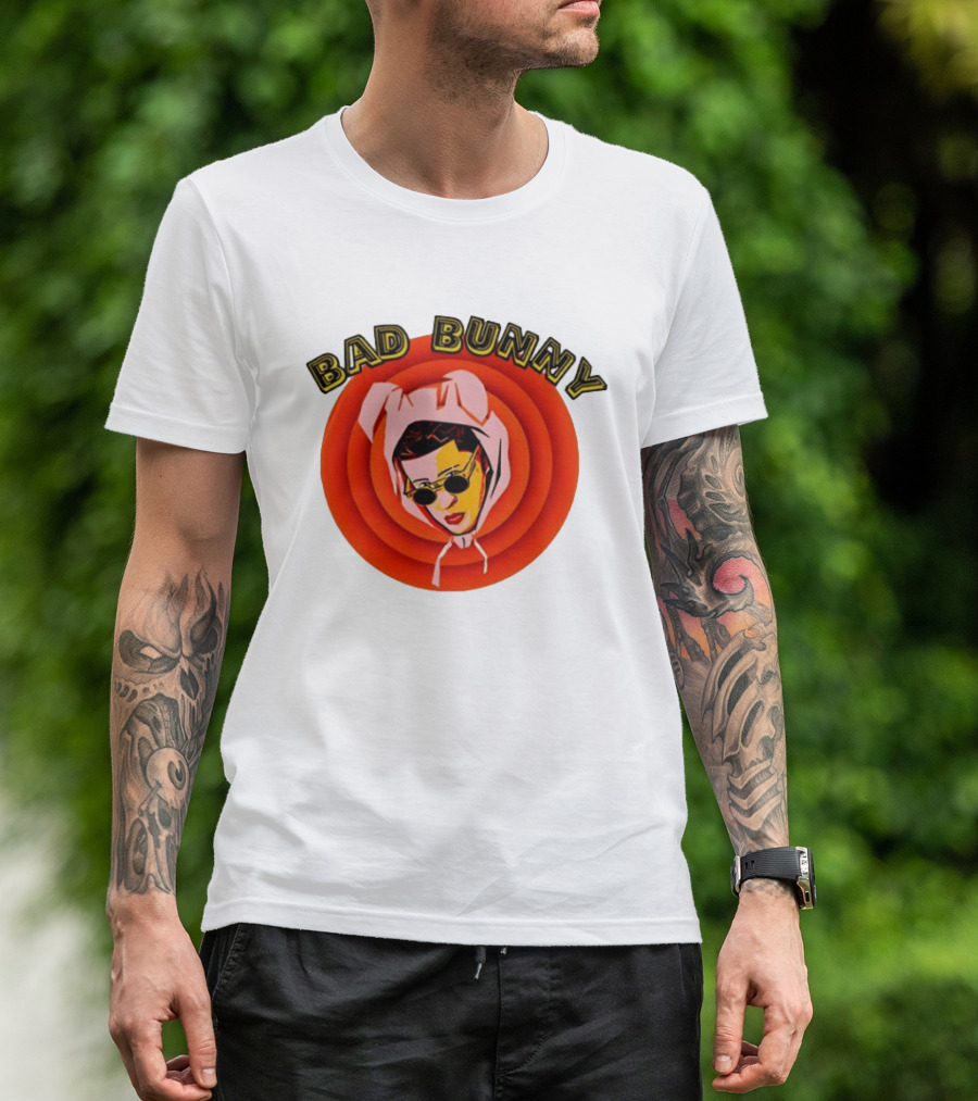 Bad Bunny Style Cartoon Character Image T-Shirt