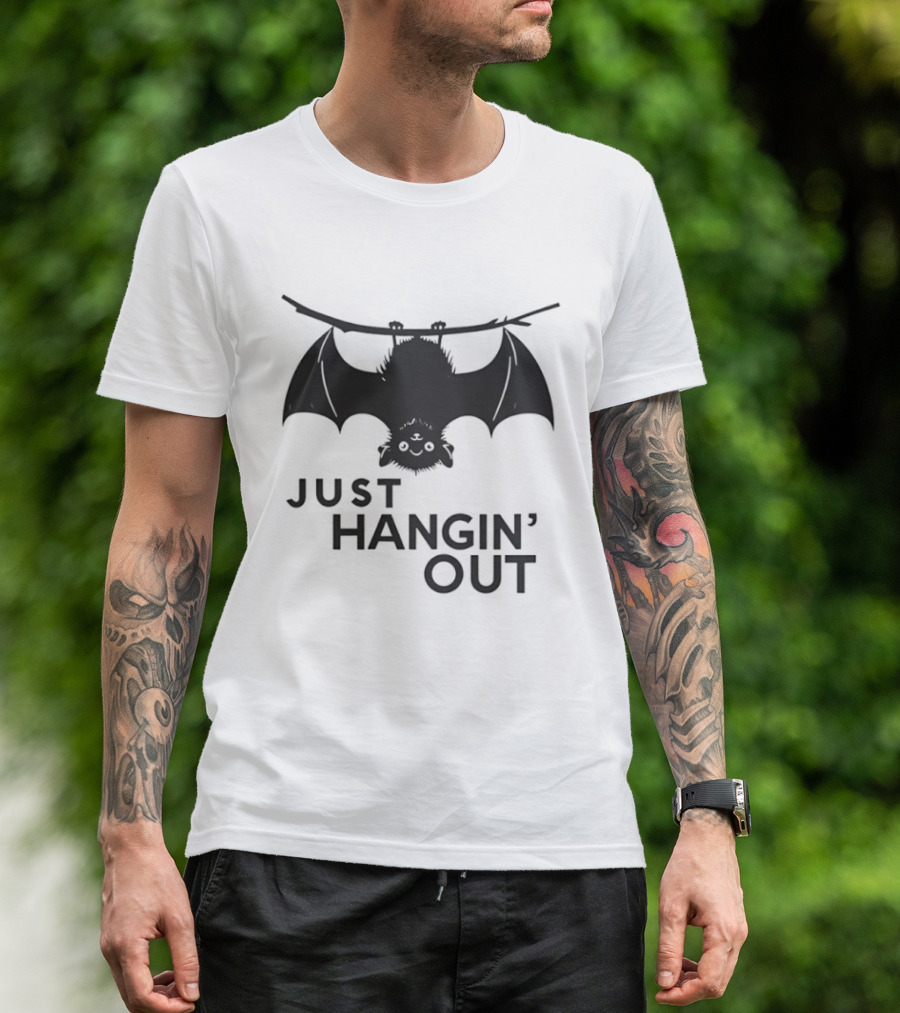 Just Hangin' Out Upside Down Bat Humor T-Shirt