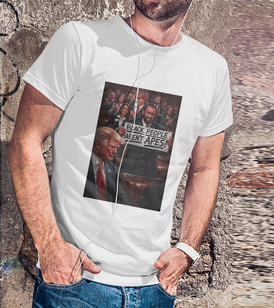 Black People Aren't Apes Anti Trump AI Green Protest Message T-Shirt