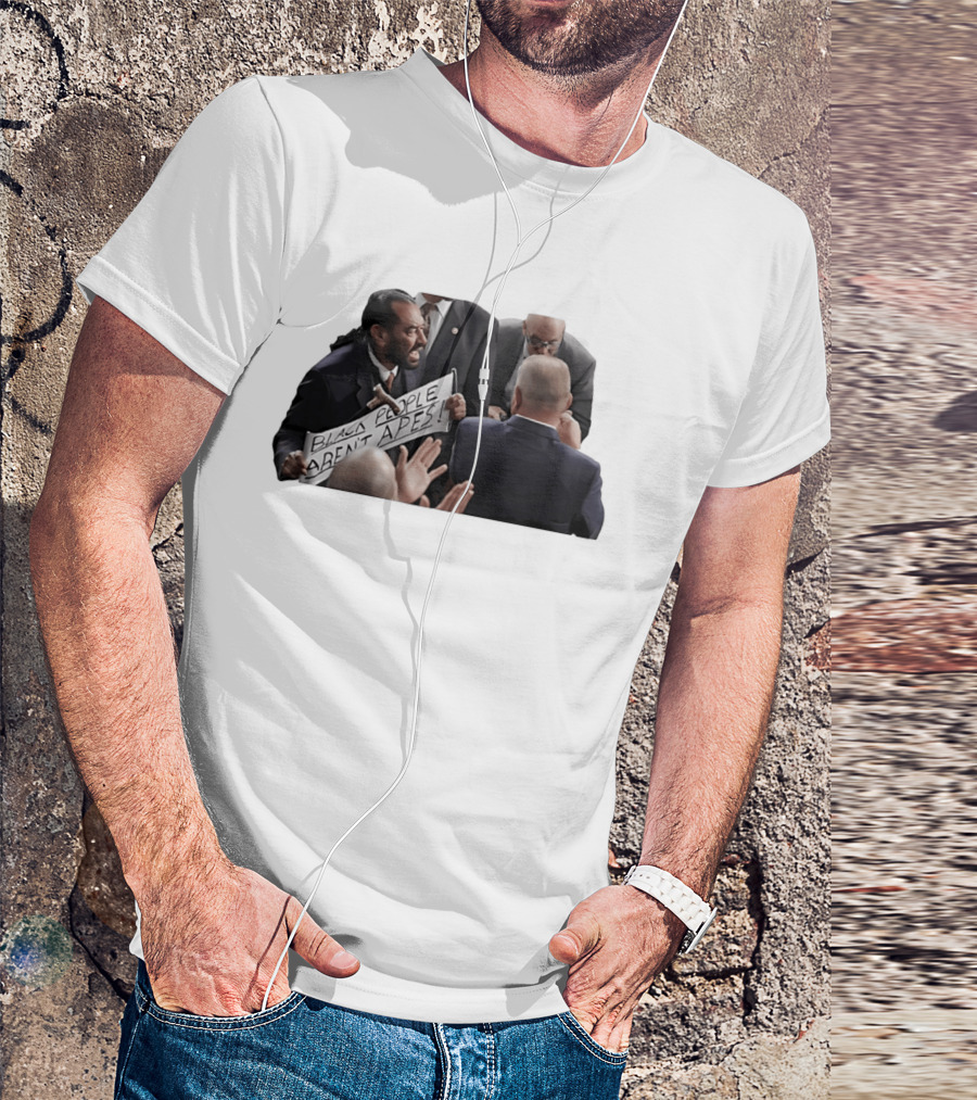 Black People Aren't Apes Protest Sign In Political Debate Scene T-Shirt