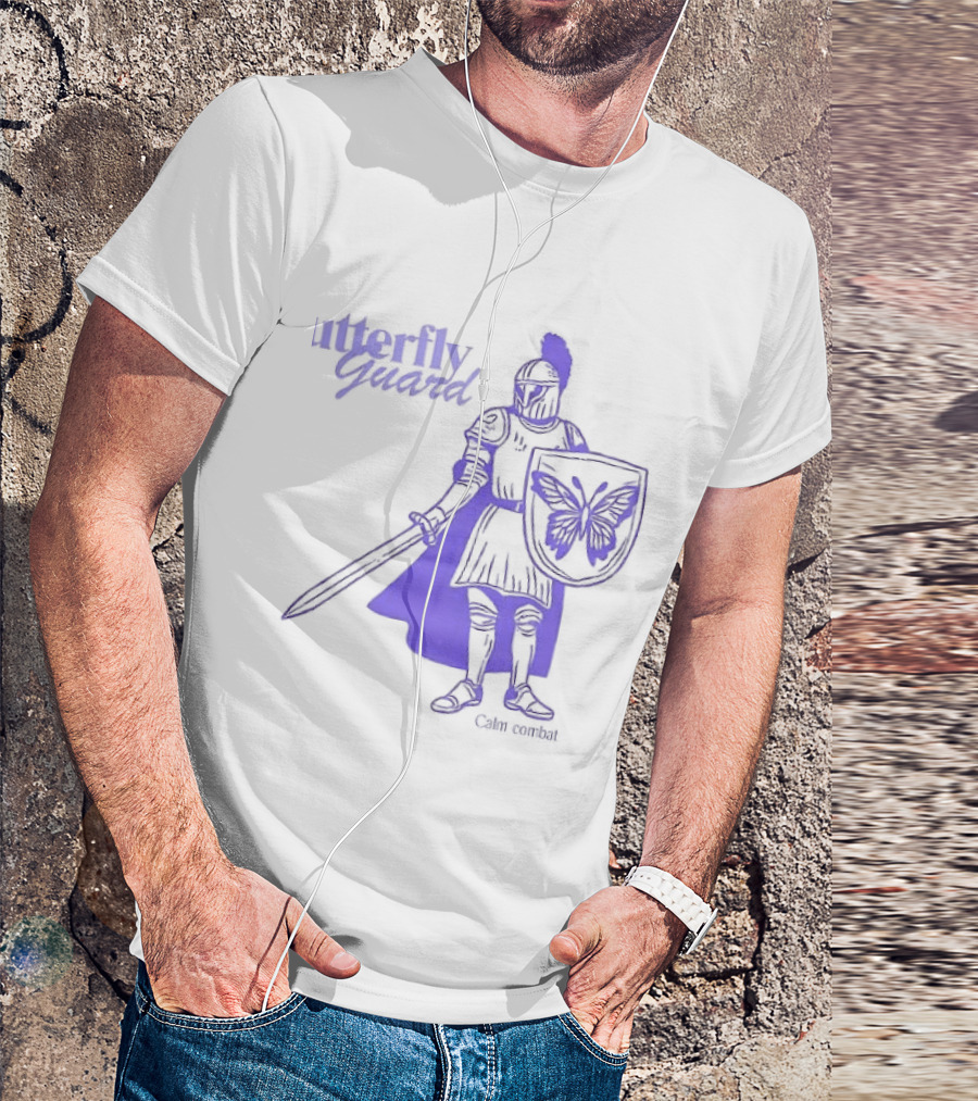 Butterfly Guard Calm Combat Knight With Shield And Sword T-Shirt