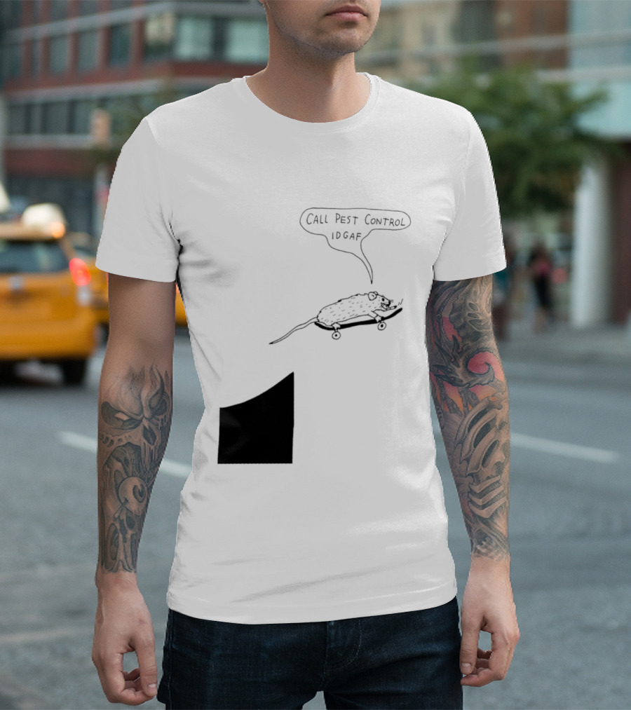 Call Pest Control IDGAF Rat On Skateboard T-Shirt