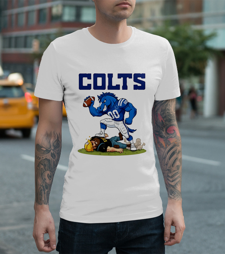 Colts Football Rivalry Humor Vs Steelers Comic T-Shirt