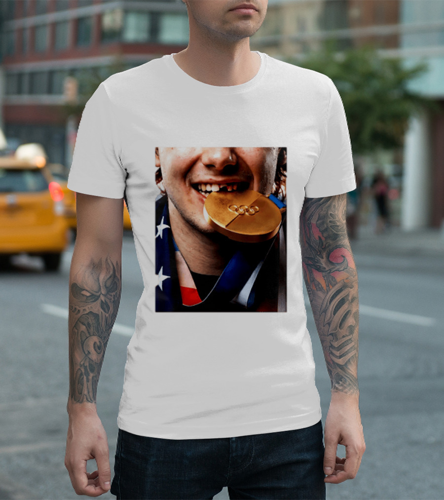 Jack Hughes Teeth Gold Medal 2026 Milano Cortina Winter Olympics T-Shirt