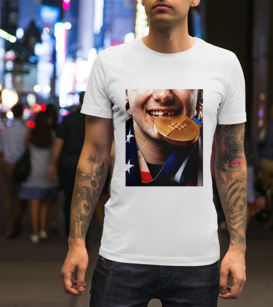 Jack Hughes Teeth Gold Medal 2026 Milano Cortina Winter Olympics T-Shirt
