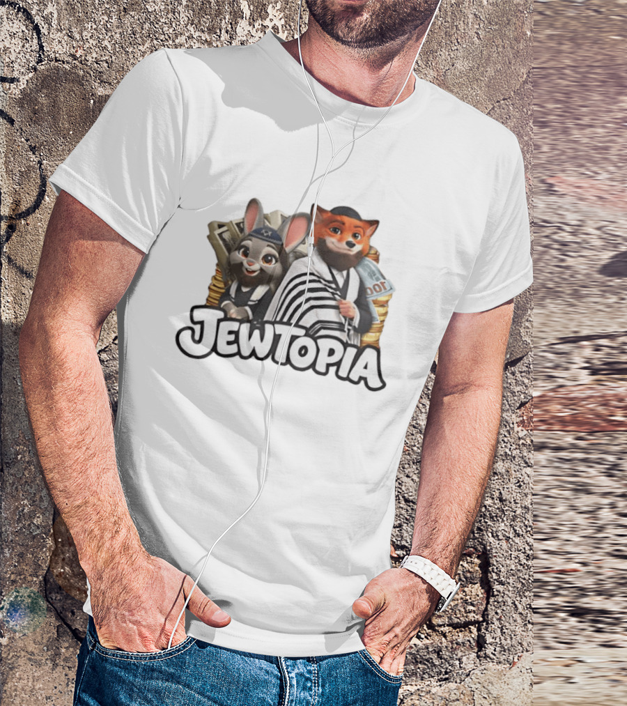 Jewtopia Jewish Zoo Topia Rabbits Fox Characters With Money T-Shirt