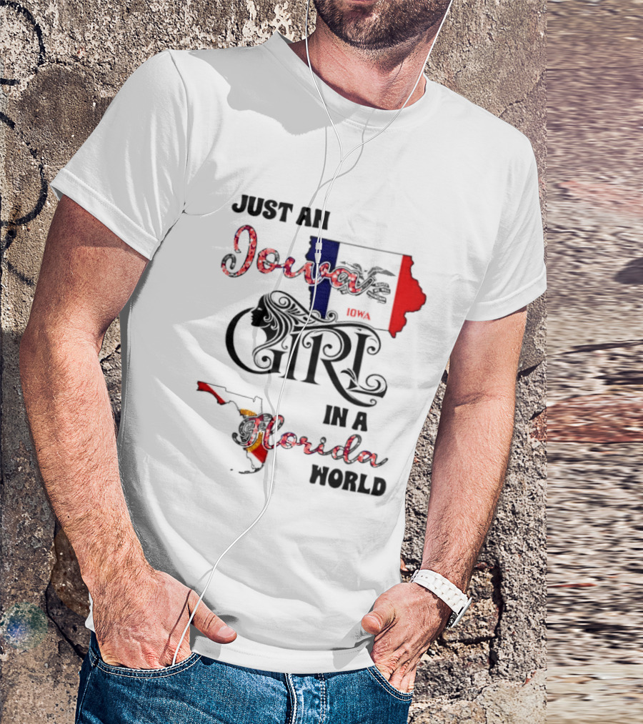 Just An Iowa Girl In A Florida World Map Highlight T-Shirt