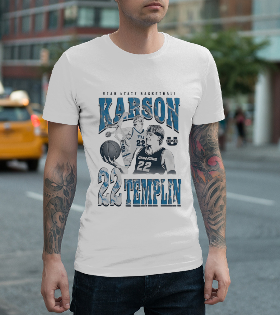 Utah State Basketball Karson Templin 22 Utah State Aggies T-Shirt