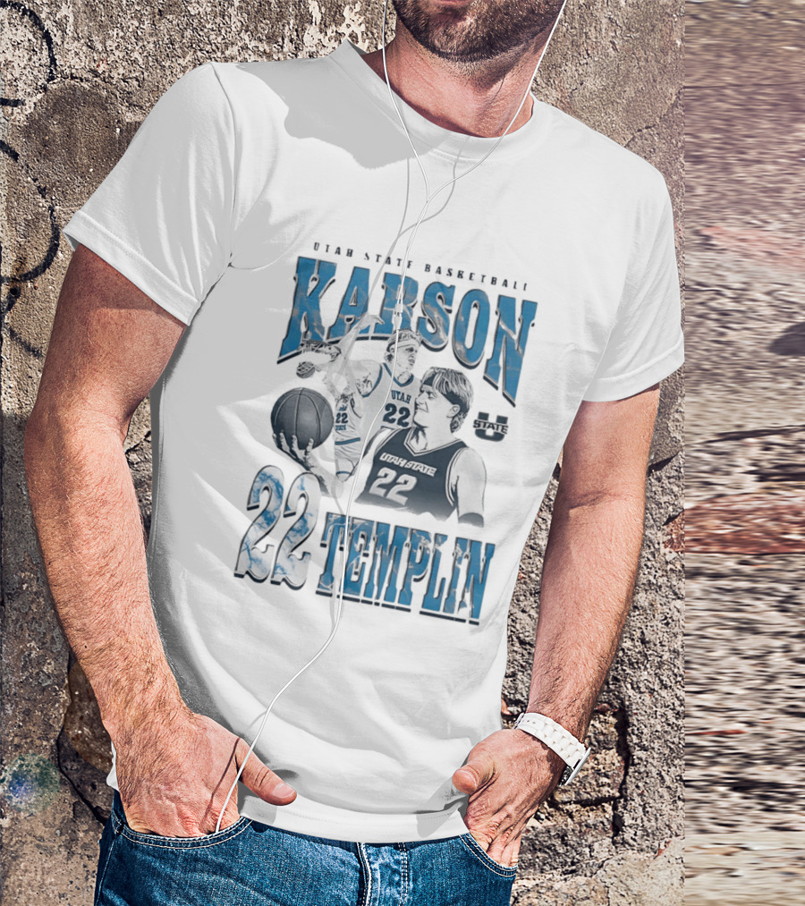 Utah State Basketball Karson Templin 22 Utah State Aggies T-Shirt