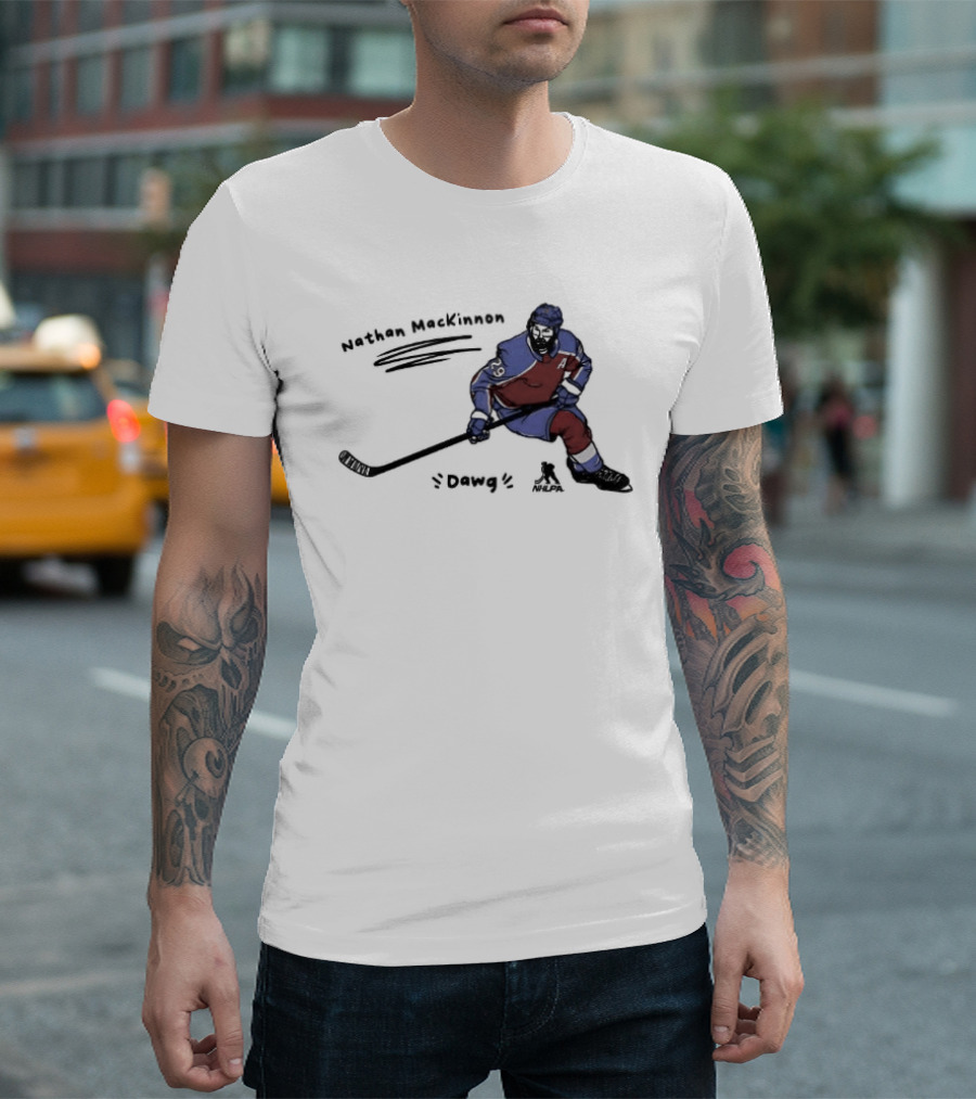 Nathan MacKinnon Colorado Avalanche Dawg Skating Cartoon T-Shirt