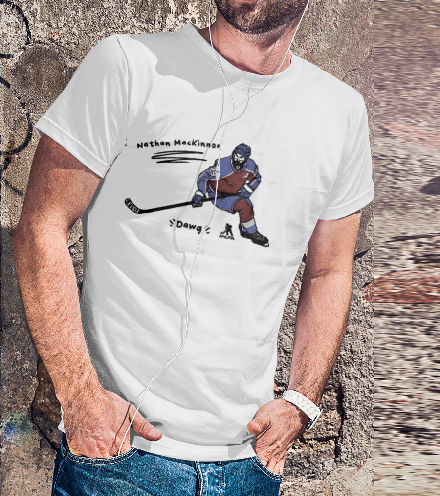 Nathan MacKinnon Colorado Avalanche Dawg Skating Cartoon T-Shirt