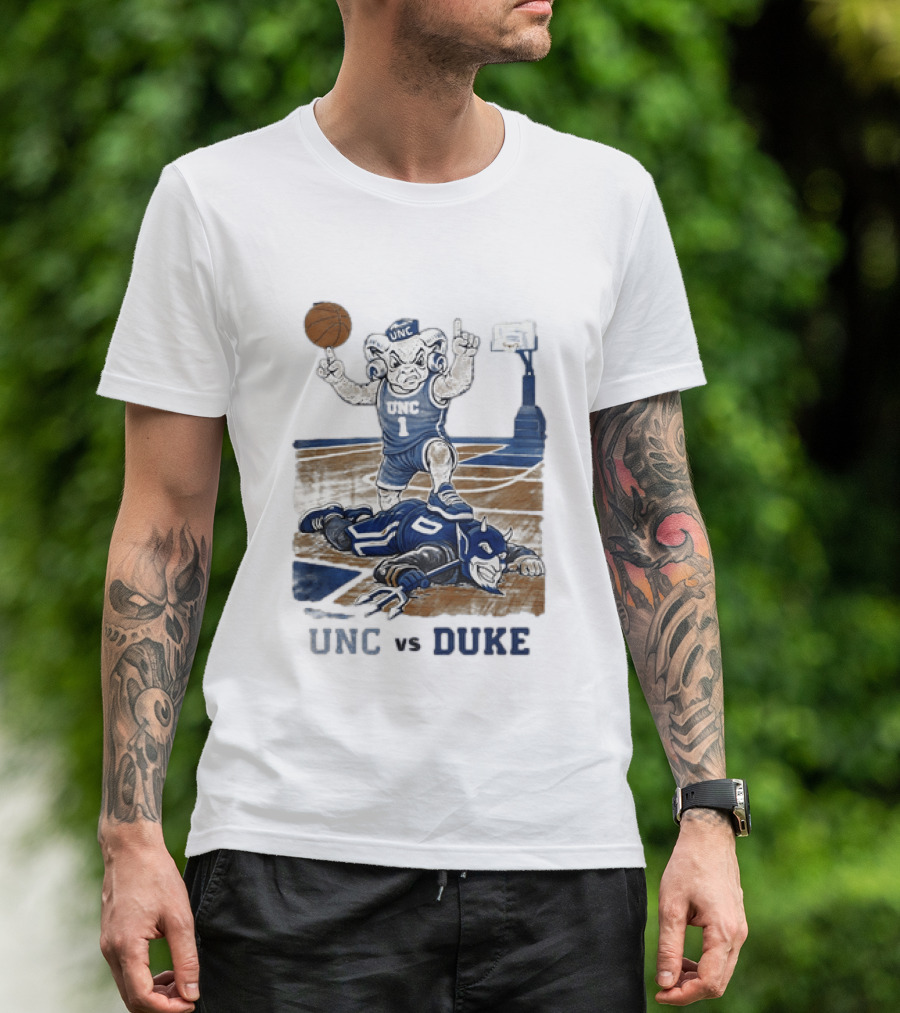 UNC Vs Duke Basketball Rivalry Game Mascot Showdown T-Shirt