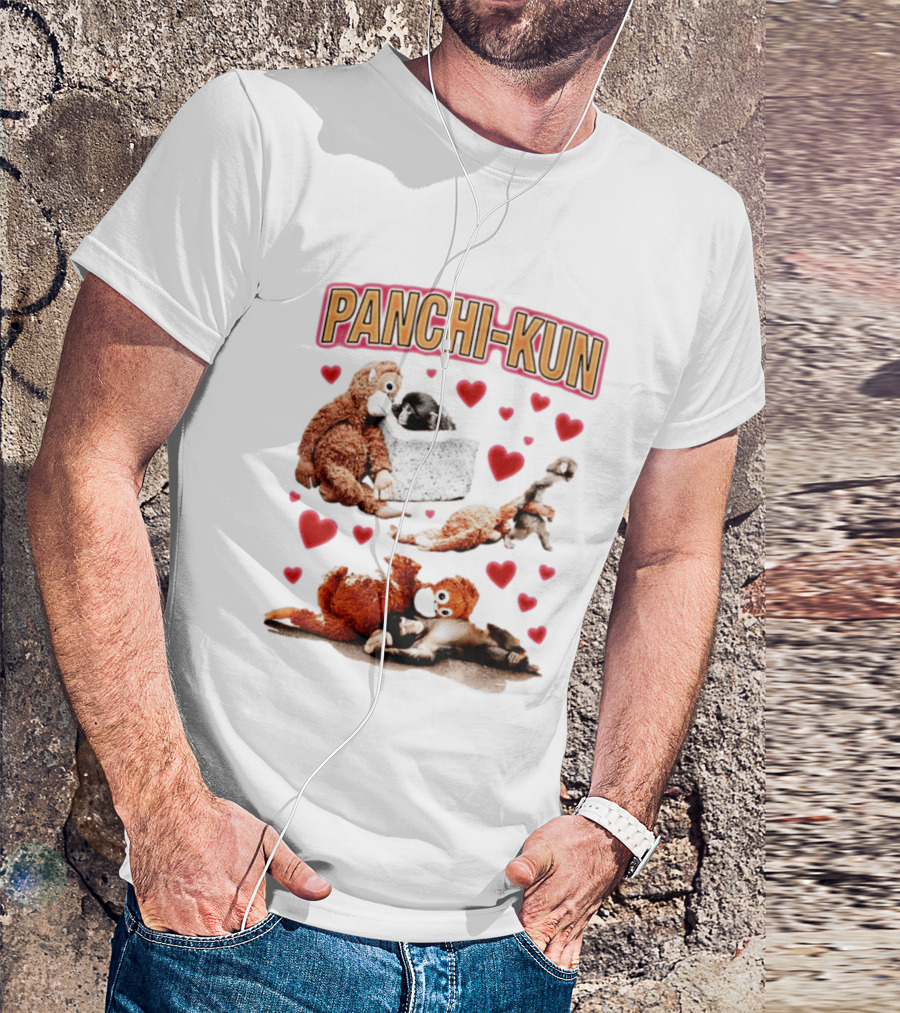 Panchi Kun Monkey Plush Love Hearts T-Shirt