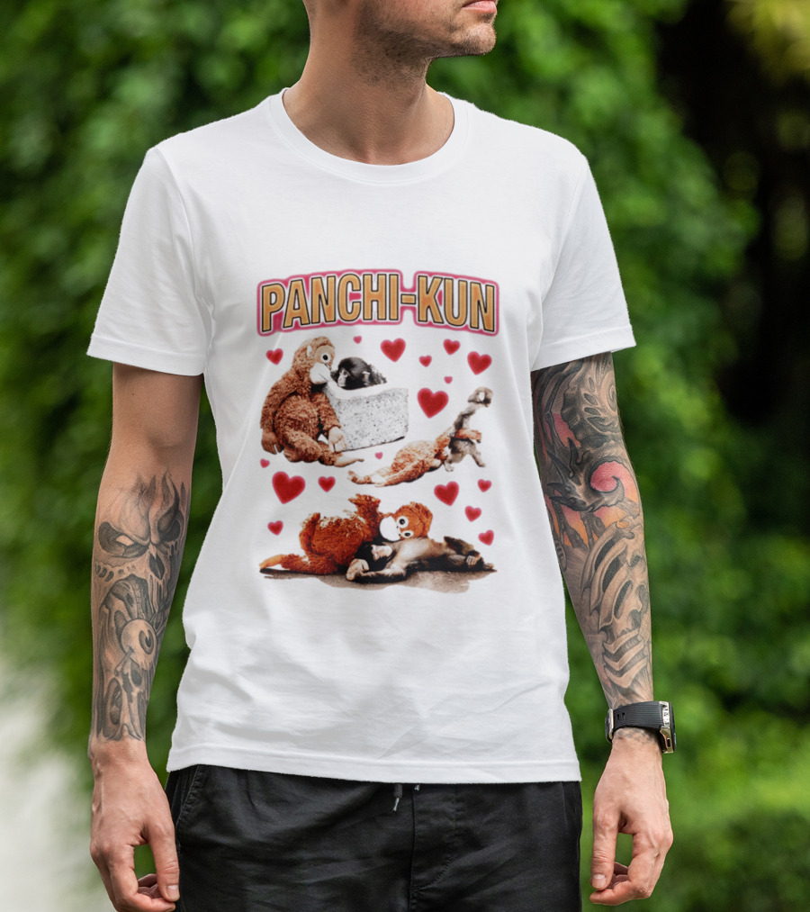 Panchi Kun Monkey Plush Love Hearts T-Shirt
