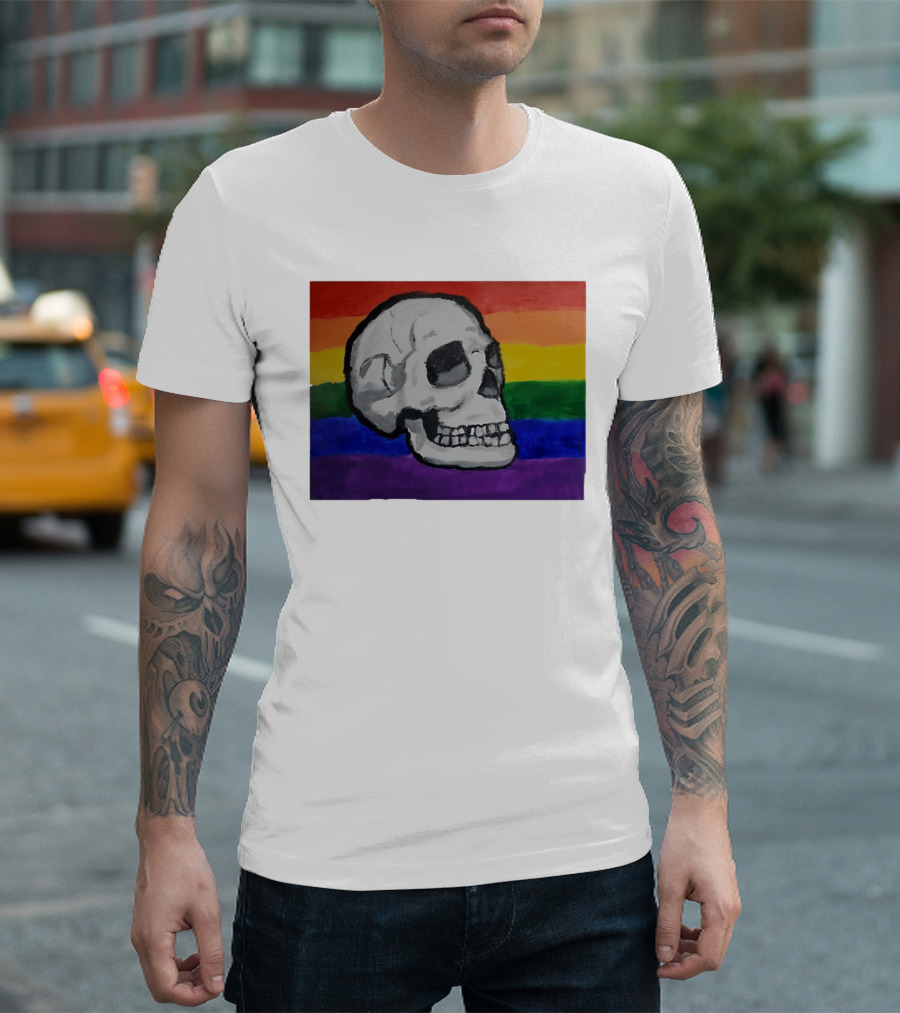 Pride Skull LGBT Rainbow Flag T-Shirt