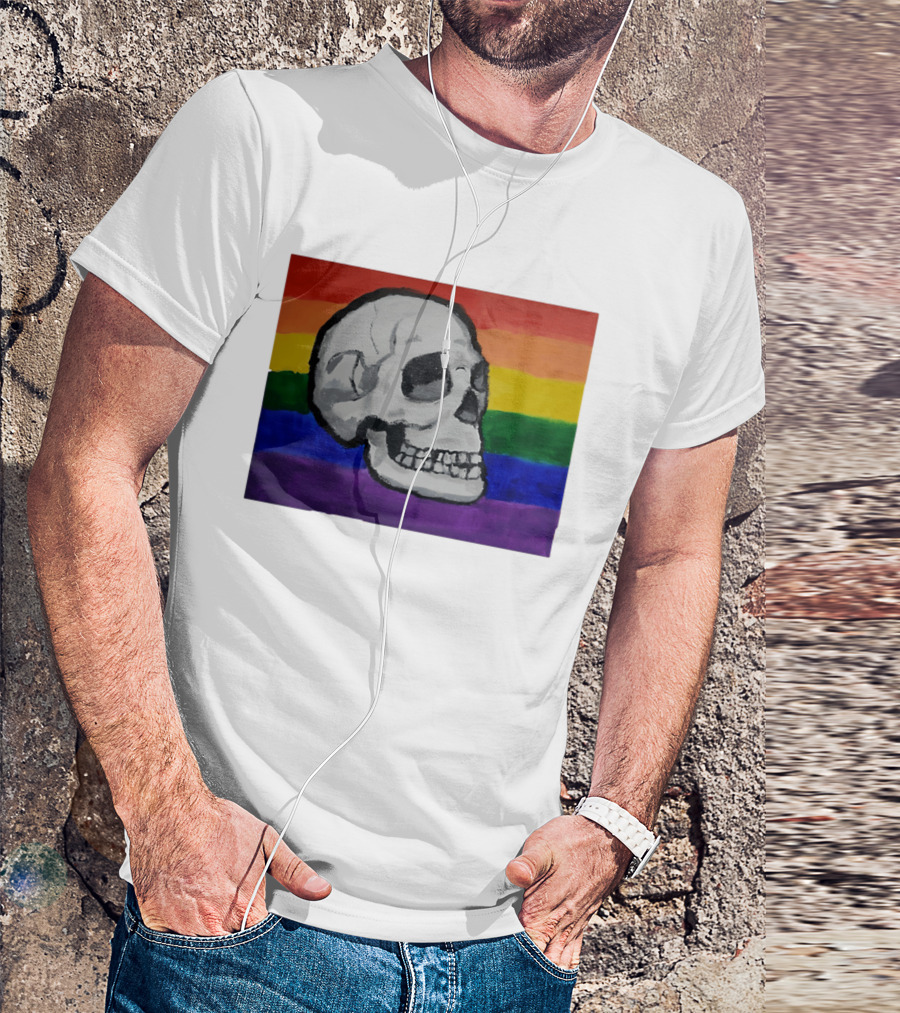 Pride Skull LGBT Rainbow Flag T-Shirt