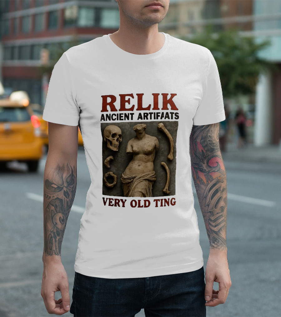 RELIX Ancient Artifacts Very Old Ting Statue And Skull T-Shirt