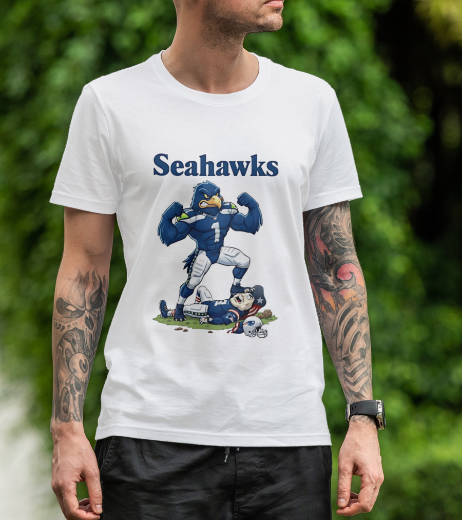 Seahawks Vs Patriots Rivalry Cartoon Victory T-Shirt