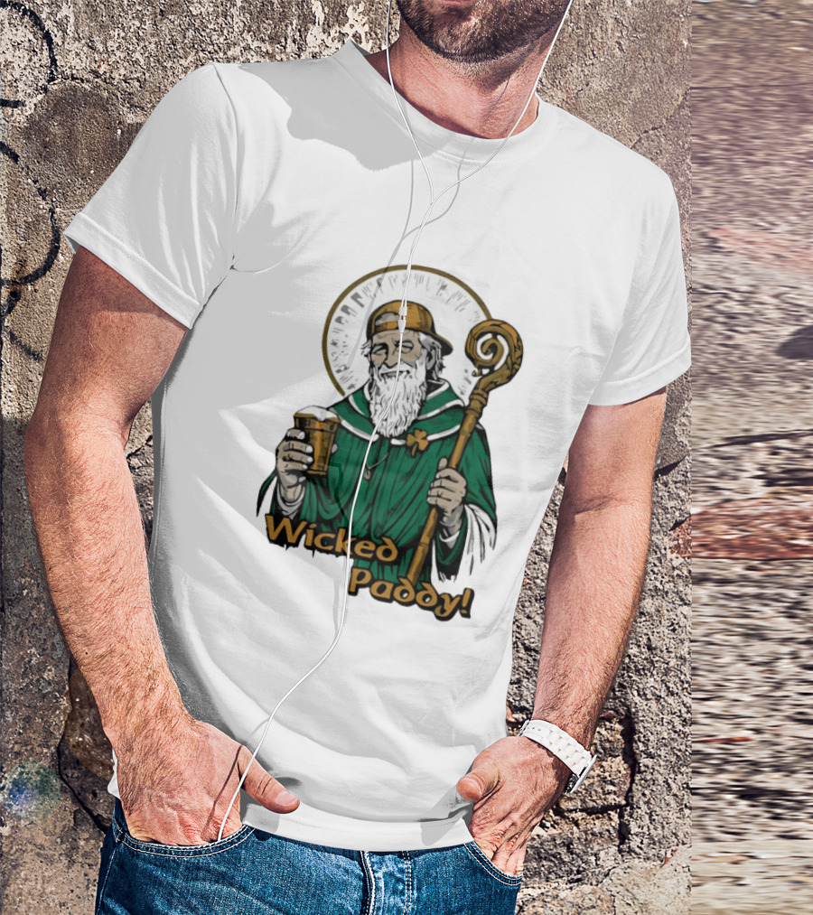 Wicked Paddy Saint Patrick Drinking Beer Iconic Irish T-Shirt