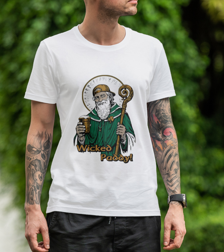 Wicked Paddy Saint Patrick Drinking Beer Iconic Irish T-Shirt