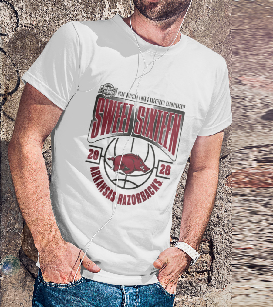 Arkansas Razorbacks NCAA 2026 Division I Men's Basketball Championship Sweet Sixteen T-Shirt