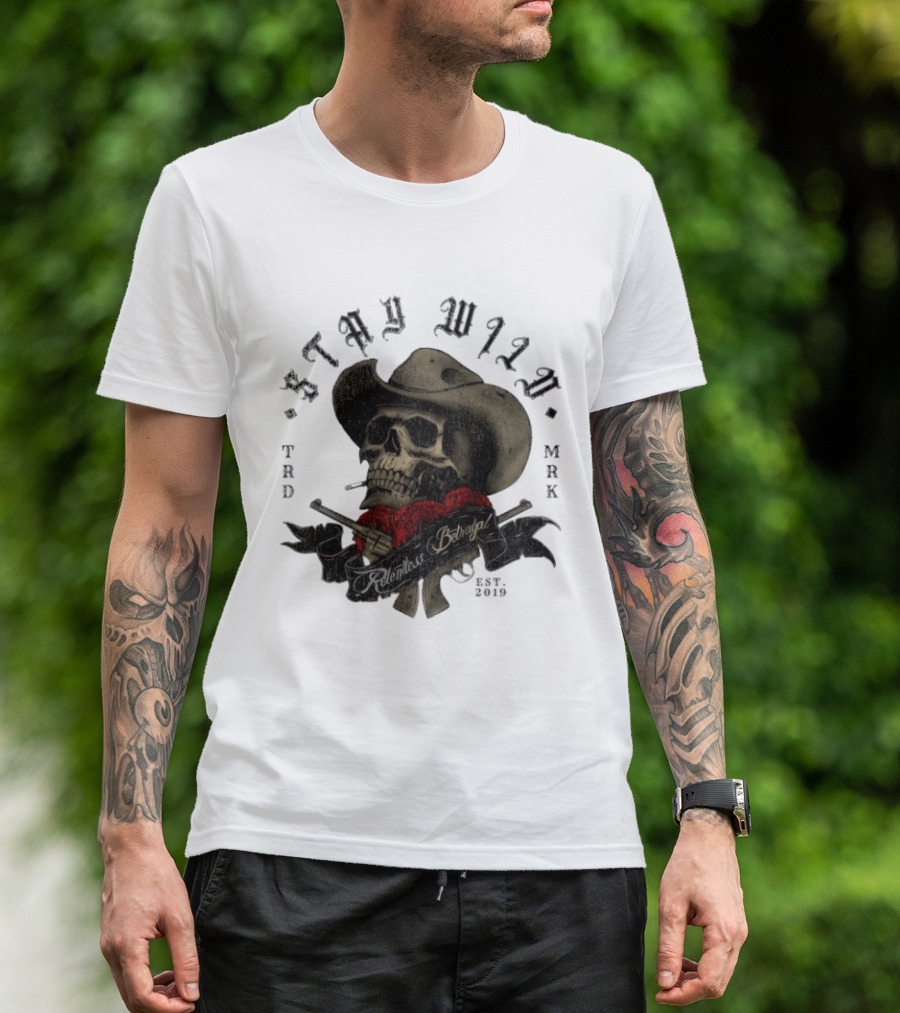 Stay Wild Skull Cowboy Bandana Western Est 2019 T-Shirt