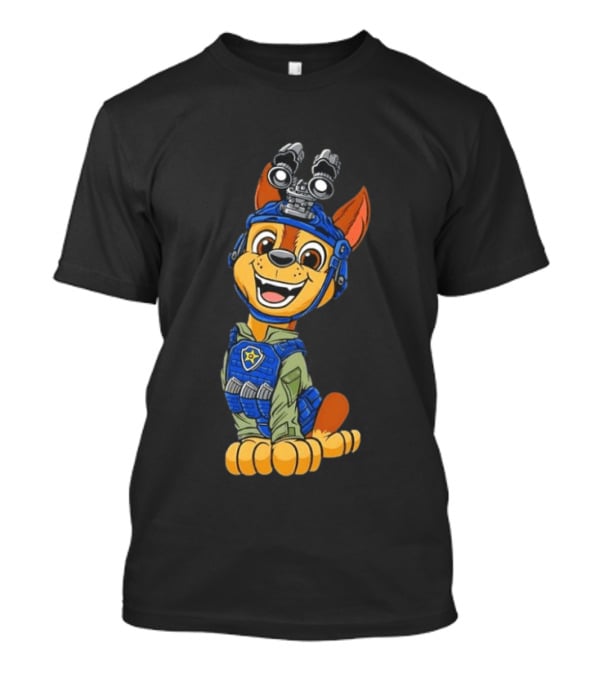 Chase Paw Patrol Police Dog Cartoon Character In Tactical Outfit T-Shirt