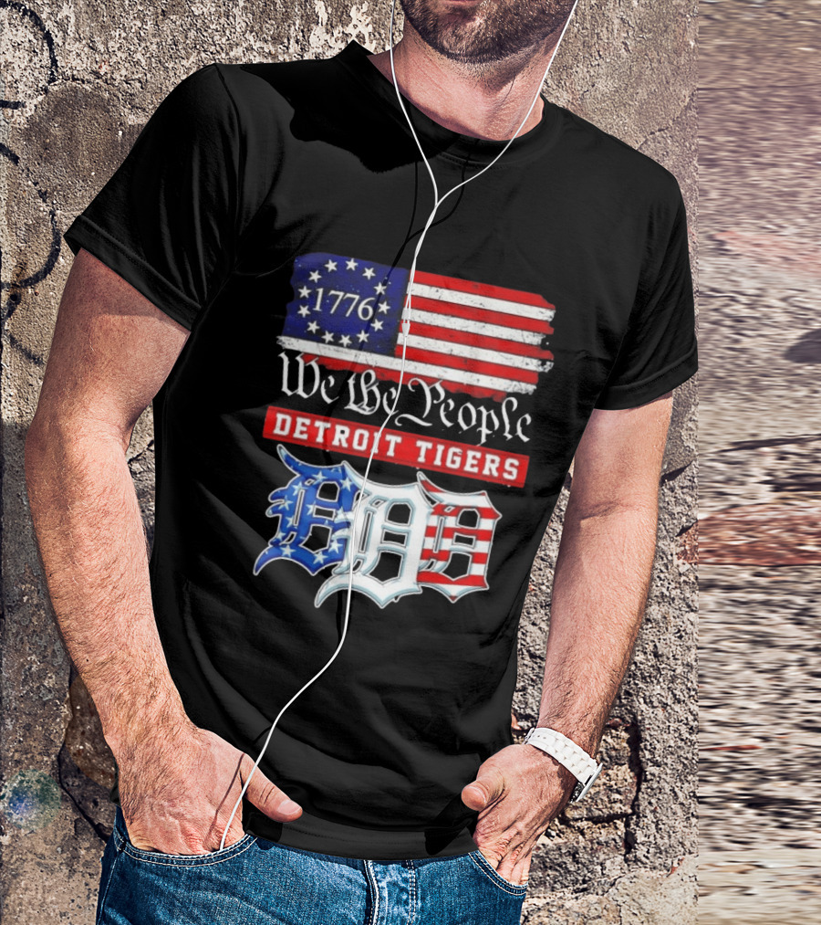 Detroit Tigers MLB 1776 We The People 250th Anniversary American Flag USA Baseball T-Shirt
