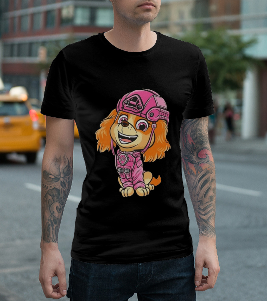 Paw Patrol Skye Air Rescue Pup In Pink Helmet And Suit T-Shirt