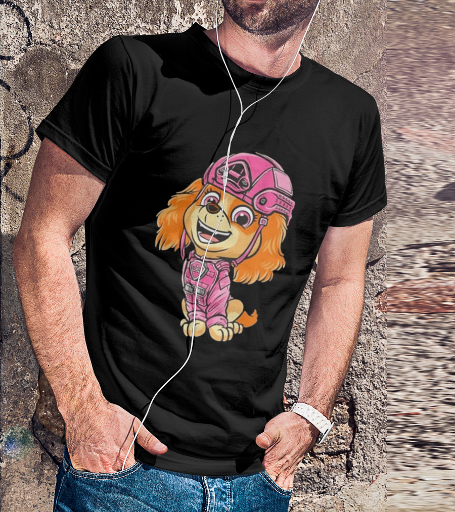 Paw Patrol Skye Air Rescue Pup In Pink Helmet And Suit T-Shirt