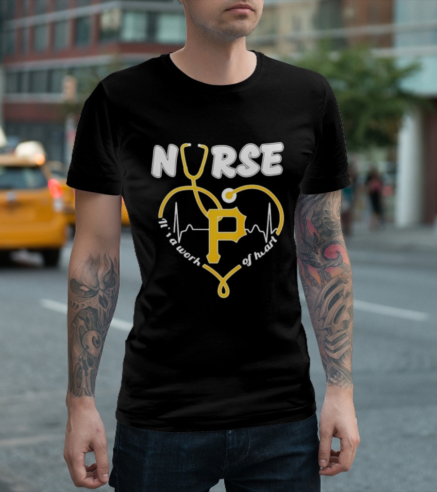 Pittsburgh Pirates Nurse Stethoscope It's A Work Of Heart T-Shirt