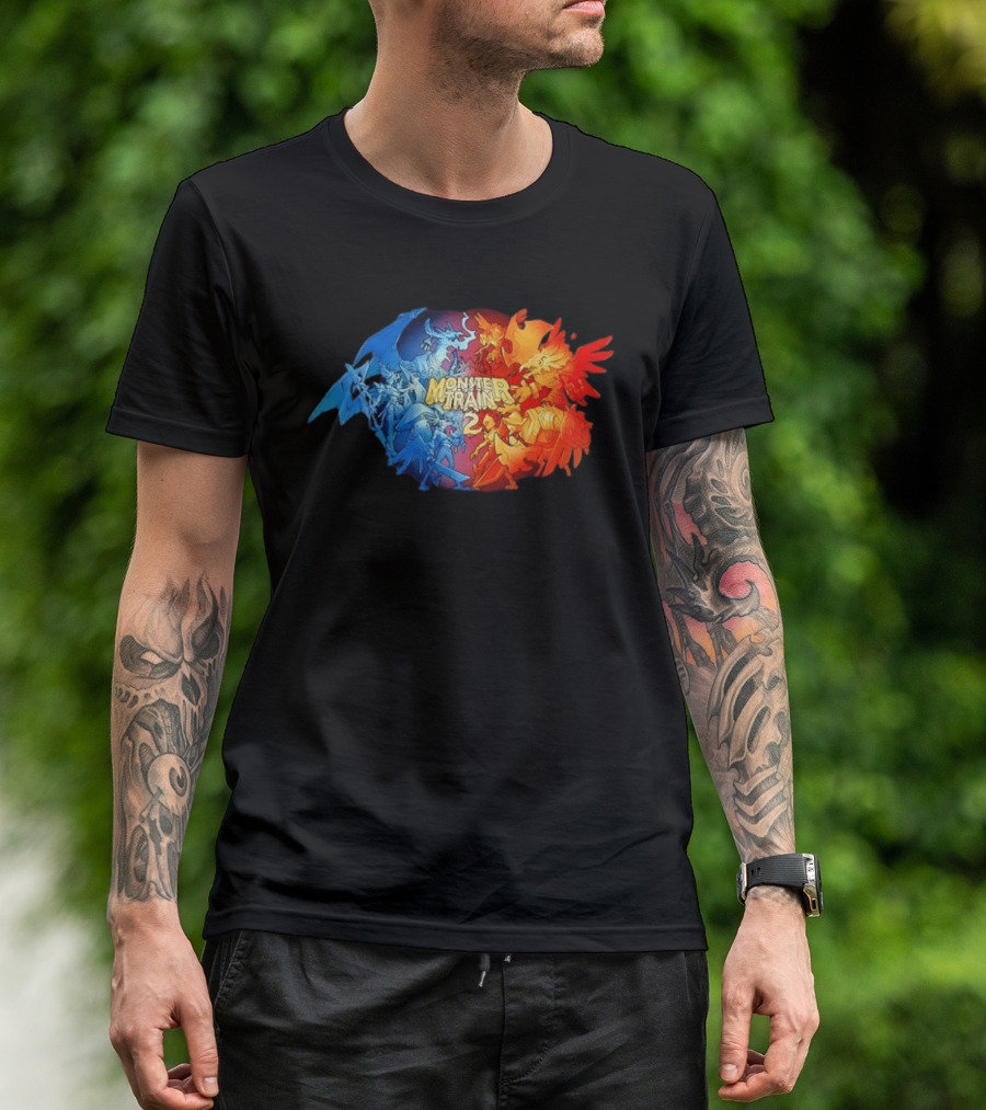 Monster Train 2 Blue Dragon Vs Red Phoenix Battle T-Shirt