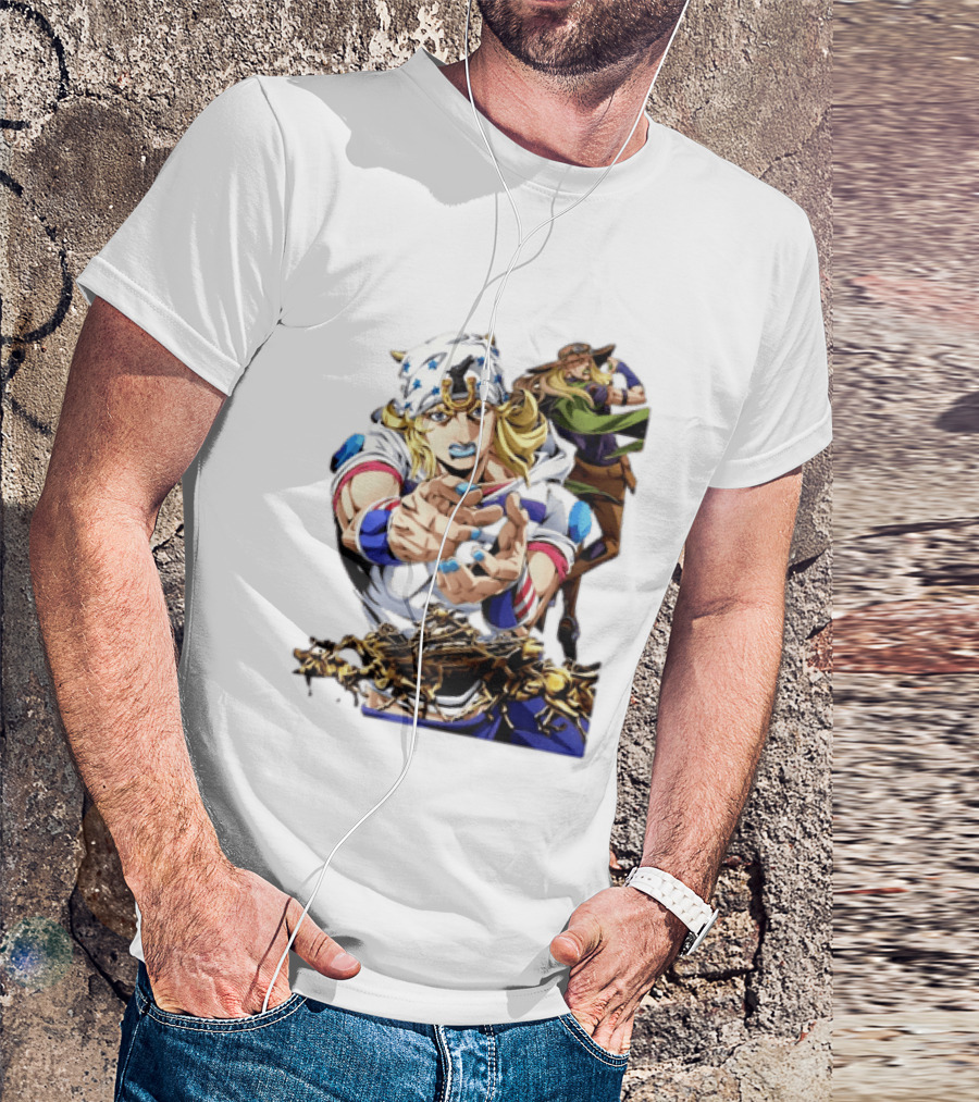 Steel Ball Run JoJo's Bizarre Adventure Gyro Zeppeli And Johnny Joestar Anime Characters T-Shirt