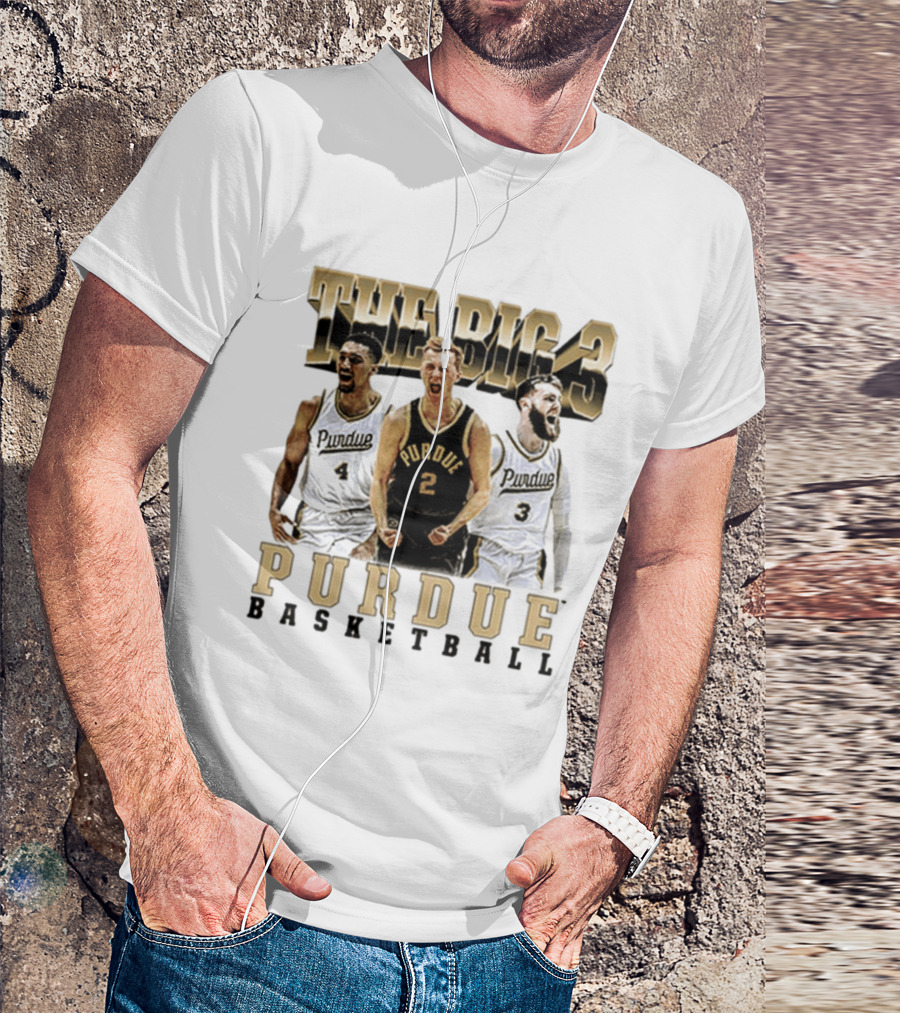 Purdue Basketball The Big 3 Player Collage T-Shirt